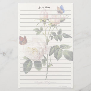 witte rozenbloemen, Pierre Joseph Redouté Briefpapier