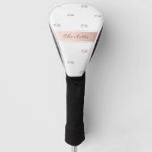 Witte rozengoud zwarte monogram naam initialen golfheadcover (Voorkant)
