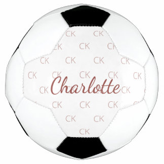 Witte rozengoudmonogram initiaal naam voetbal