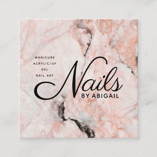 Witte rozenmarmer op naam Website & QR-code Vierkante Visitekaartje (Voorkant)