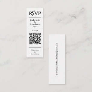 Witte RSVP QR Code Bruiloft Budget Behuizing Kaart Mini Visitekaartje