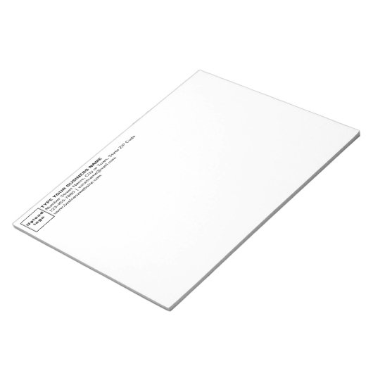 Witte rubriek Bedrijfs Merk en Informatie Notitieblok (Schuin)