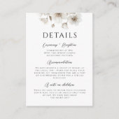 Witte rustieke bloem elegante bruiloft details informatiekaartje (Voorkant)