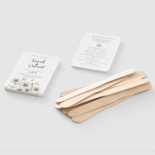 Witte rustieke bloem elegante bruiloft handwaaier (Niet-gemonteerd)