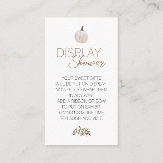 Witte Rustieke Boho Pompoen Baby Uitgestalde Showe Informatiekaartje (Voorkant)