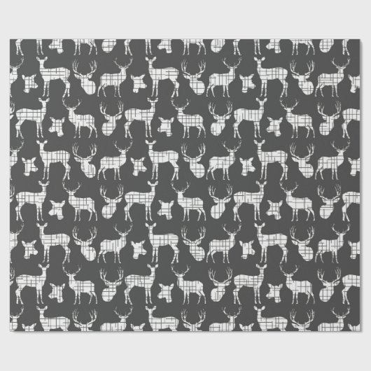 Witte rustieke herten op grijs inpakpapier (Vlak)