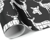 Witte rustieke herten op zwart inpakpapier (Rol Hoek)