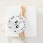 Witte rustieke houtnerf textuur chique winter brui bedankjes labels (In situ)