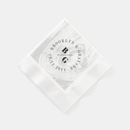 Witte rustieke houtnerf textuur chique winter brui servet (Hoek)