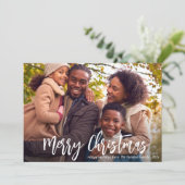 witte rustieke script foto kerstkaart (Staand voorkant)