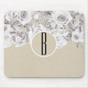 Witte Rustieke Winterrozen Shabby Chic Kraft Muismat