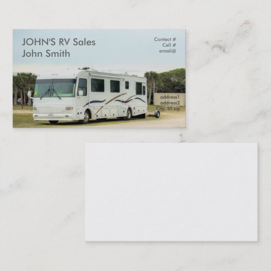 Witte RV-camper Visitekaartje (Voorkant / Achterkant)