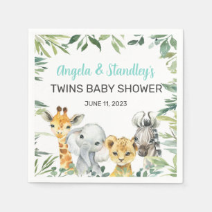 Witte safari-dieren baby showers luiers servet
