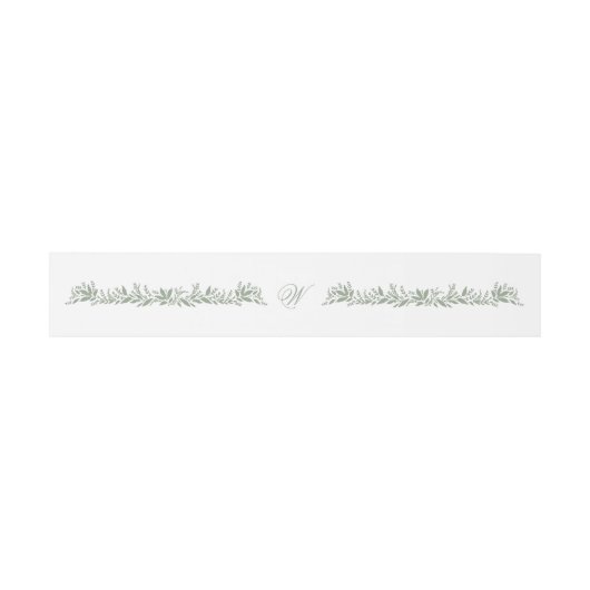 Witte Sage Groene Bladerachtige Armen Monogram Tro Uitnodigingen Wikkel (Vlak)