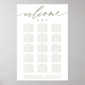 Witte Sage Groene Bruiloft Welkomstkaart Poster (Voorkant)