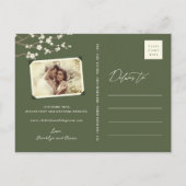 Witte Sakura Kersenbloesems Aziatisch Save The Dat Aankondigingskaart (Achterkant)