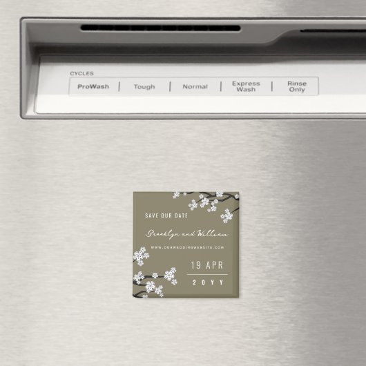 Witte Sakura Kersenbloesems Aziatisch Save The Dat Magneet (Insitu (Vaatwasser))