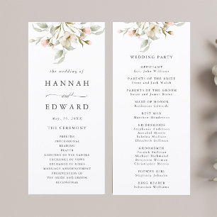 Witte Salie Blush Elegante Bloemige Trouwceremonie Programma