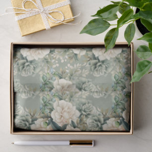Witte Salie Groene Bloemige Cadeau Tissuepapier