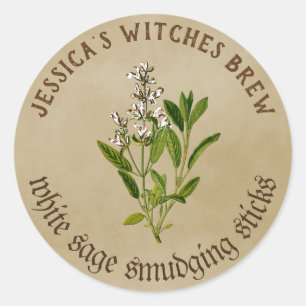 Witte Salie Smudging Stick Ronde Sticker