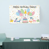 Witte Samoyed Hond Verjaardagsfeestje Spandoek (Beurs)