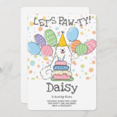 Witte Samoyed Hond Verjaardagsfeestuitnodiging Kaart (Voorkant / Achterkant)