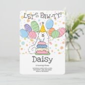 Witte Samoyed Hond Verjaardagsfeestuitnodiging Kaart (Staand voorkant)