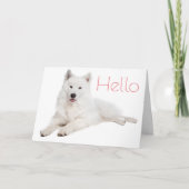 Witte Samoyed Puppy Dog - Hallo, denken aan u Kaart (Voorkant)