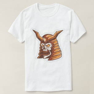 Witte Samurai Schedel Grafische T-Shirt