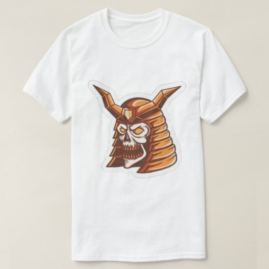 Witte Samurai Schedel Grafische T-Shirt (Design voorkant)