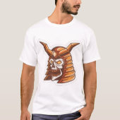 Witte Samurai Schedel Grafische T-Shirt (Voorkant)