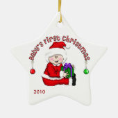 Witte Santa Baby 1e Kerstversiering Keramisch Ornament (Achterkant)