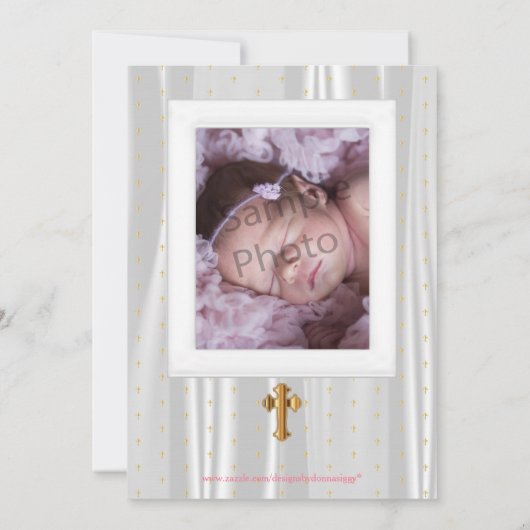  witte satijn doop / doop kaart (Achterkant)