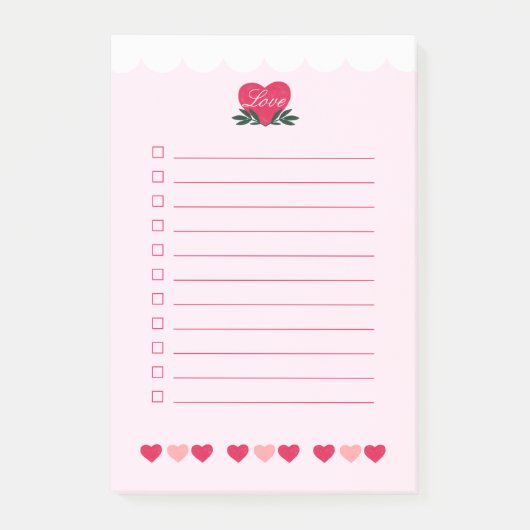 Witte Scallop Roze Harten Liefde Valentijnsdag Post-it® Notes (Voorkant)