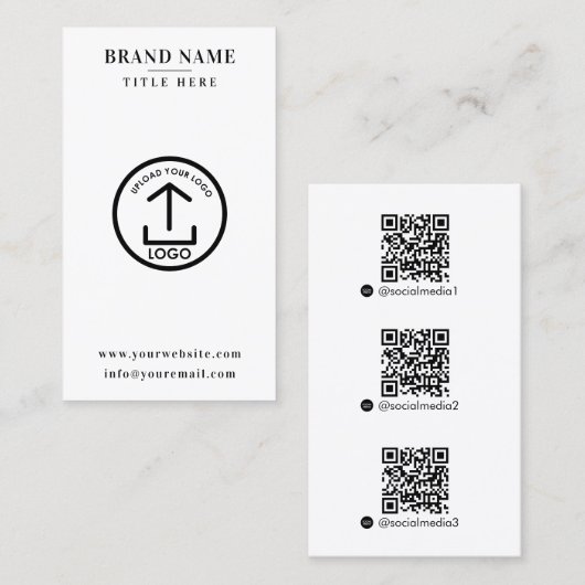 Witte scanbare digitale contact QR-code Logo Visitekaartje (Voorkant / Achterkant)