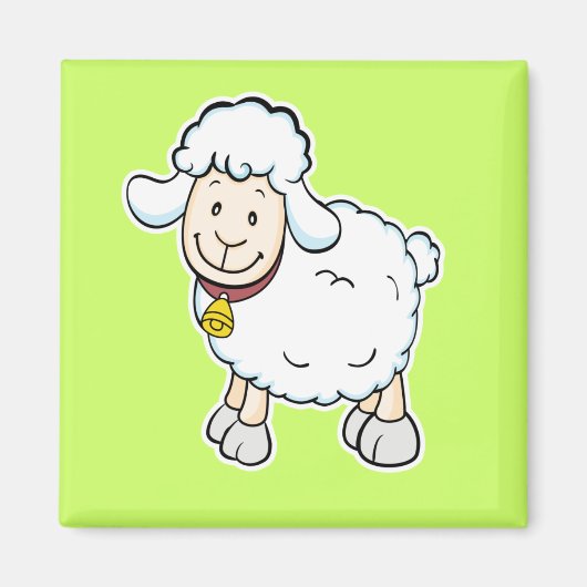 Witte Schaap Magnet Magneet (Voorkant)