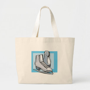witte schaatsen grote tote bag