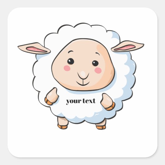 Witte schapen vierkante sticker (Voorkant)