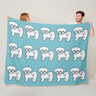 Witte Schattige Cartoon Maltese Honden Patroon Fleece Deken