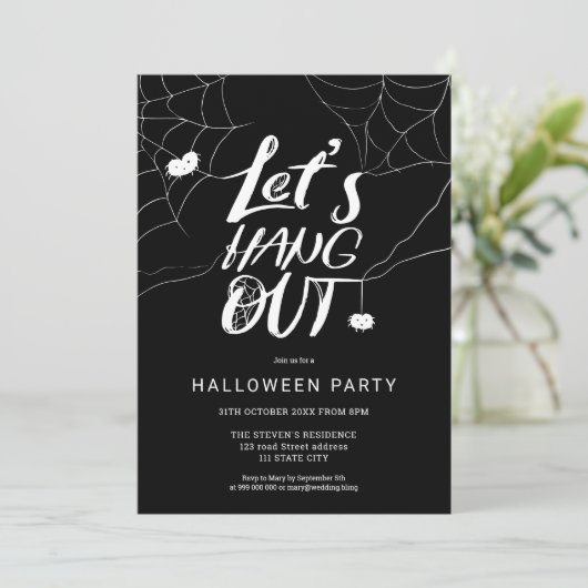 Witte schattige moderne Halloween spin hang out sc Kaart (Staand voorkant)