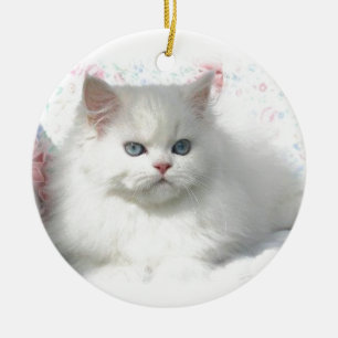 Witte Schattige Perzische kat Keramisch Ornament