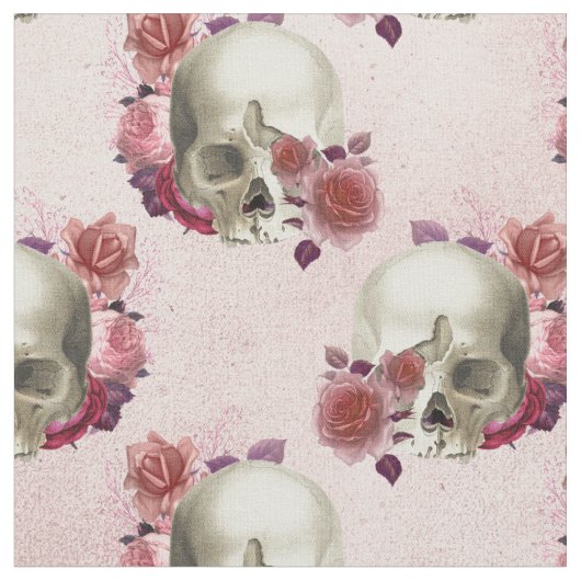 Witte schedels en roze Floral Stof (Close Up)