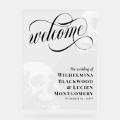 Witte schedels Halloween Gothic bruiloft welkom Acryl Bord (Voorkant)