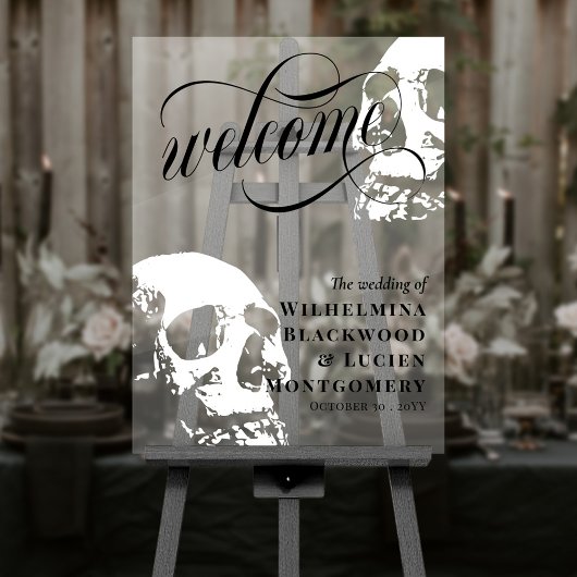 Witte schedels Halloween Gothic bruiloft welkom Acryl Bord