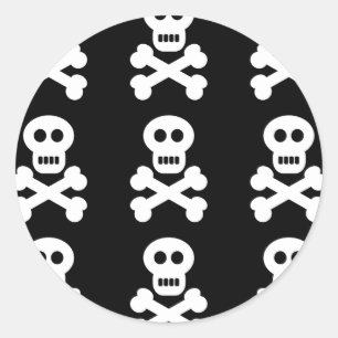 Witte schedels ronde sticker
