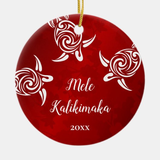 Witte schildpadden | Mele Kalikimaka | Foto van de Keramisch Ornament (Voorkant)
