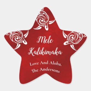 Witte schildpadden Mele Kalikimaka Hawaiian Kers Ster Sticker