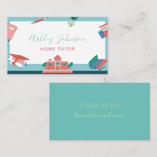 Witte schoolbord Blackboard Home Tutor Teacher Visitekaartje (Voorkant / Achterkant)