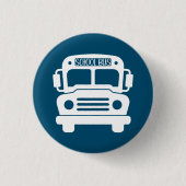 Witte schoolbus op blauwe achtergrond ronde button 3,2 cm (Voorkant)