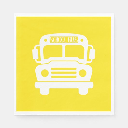 Witte schoolbus op gele achtergrond servet (Voorkant)